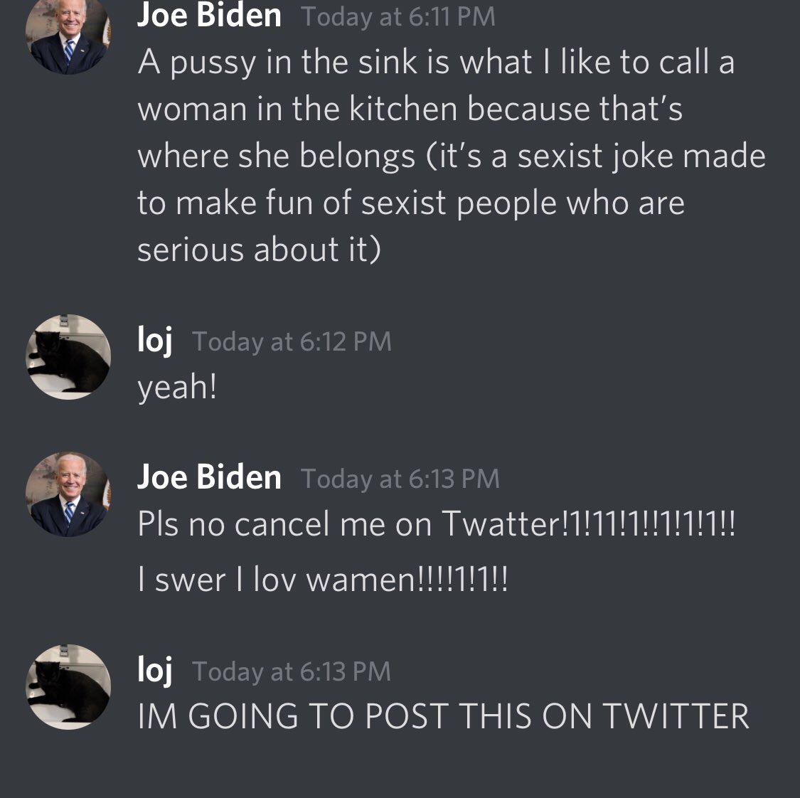 onlyfansdotcom's tweet photo. JOE BIDEN BEIGN SEXIST ON DISCORD?!! FOLLOW ME FOR MORE. https://t.co/79vvu3Y7Z1