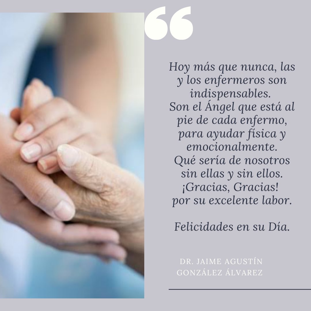 DrJaimeAgustin's tweet photo. Felicidades a todas y todos los enfermeros en su Día.
Nunca nos cansaremos de agradecer todo lo que hacen a favor de cada enfermo. https://t.co/go7HDcjWZ2
