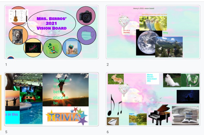 MrsBerros's tweet photo. Student goal setting through vision boards. What will your 2021 look like? @techoodie #BRIGHTSNOWPOC #tunnelvision https://t.co/Mw9jOEzh6I