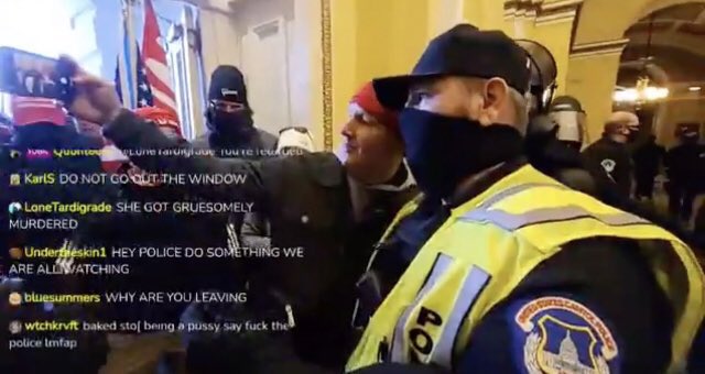 <a href="/realDonaldTrump/">Donald J. Trump</a> White privilege is when you can show up in DC armed, break into the US Capitol, and instead of being teargassed, pepper sprayed, beaten, or shot, the police take a selfie with you.