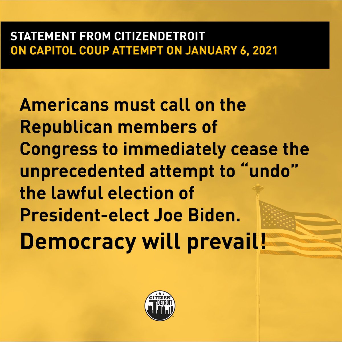 CitizenDetroit's tweet photo. Democracy must prevail!!! https://t.co/8SDEWXd21T