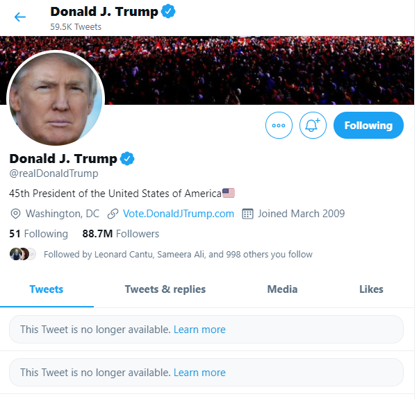 cbsaustin's tweet photo. JUST IN: Twitter, President Trump's social media platform of choice, has now, for the first time ever, deleted his last two tweets after flagging them for inciting violence.

https://t.co/zlESKEzBzk https://t.co/A0YYIbDYZ4
