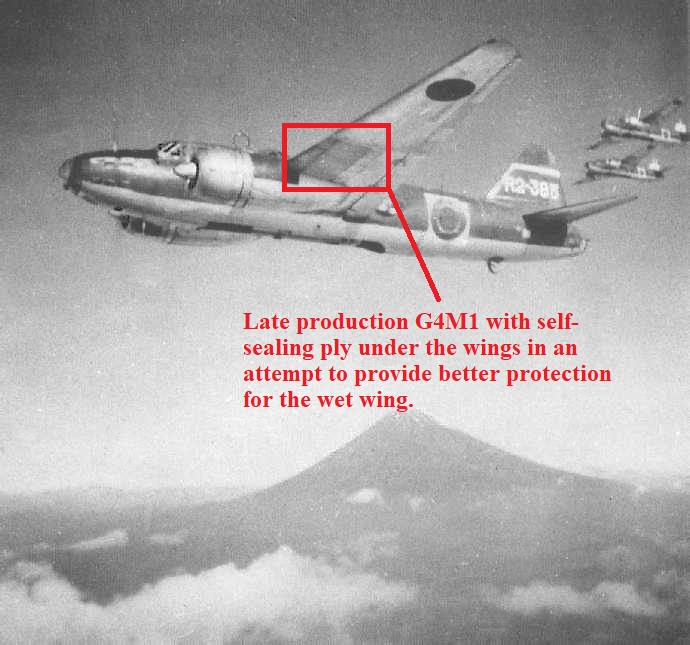 The Japanese navy was a different story from the army. They lagged far behind. Even by the end of 1943, the G4M had only received some rudimentary protection features. The J1N1-C and H8K were well protected, but all other Japanese navy aircraft had nothing until 1944.