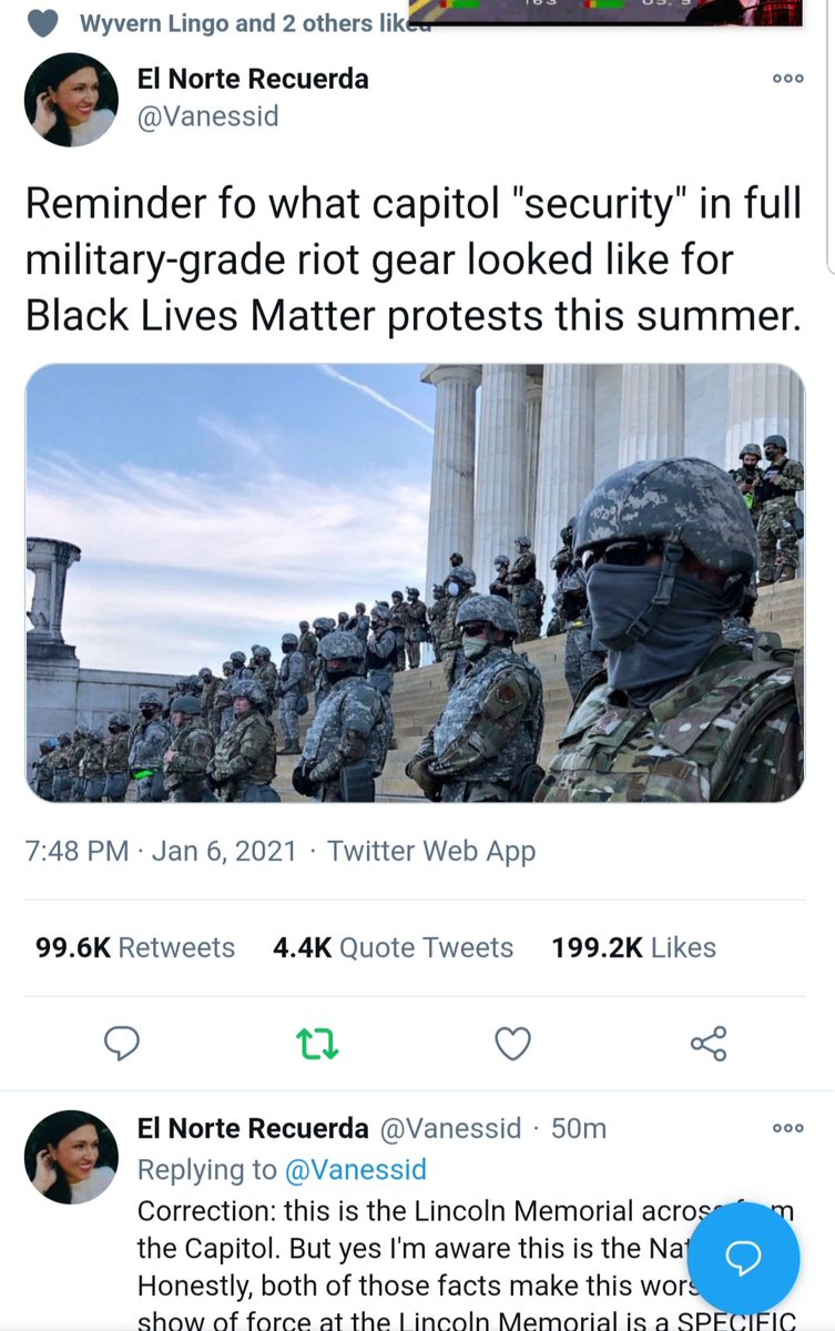 GraceMCowley's tweet photo. @ChrisEvans The response to BLM protests.  
In fairness,  the people at the BLM protests looked fitter and saner than the current straw poll of absolute gobsheens at the Trump Rally tonight. https://t.co/wgE5jSyZEm
