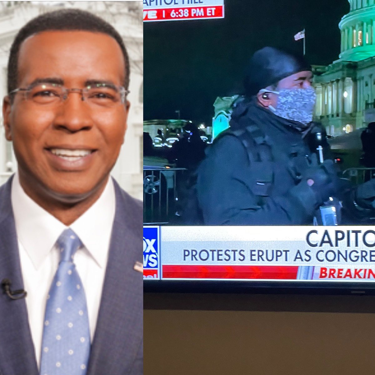 bflo1010's tweet photo. I see why Trumpers have been leaving @FoxNews. @kevincorke on air wearing wave caps. 😂😂😂 https://t.co/Ss2RiUz2PO