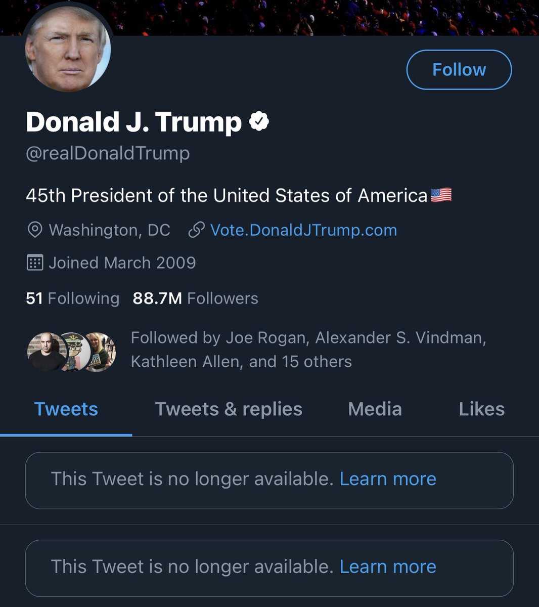 namhu13's tweet photo. .@realDonaldTrump you are done, no more special treatment. Even twitter is preventing you from posting tweets. How does it feel? Itโs going to continue getting worse for you. #Traitor #DeadlyDon https://t.co/PLqT3JFMlL