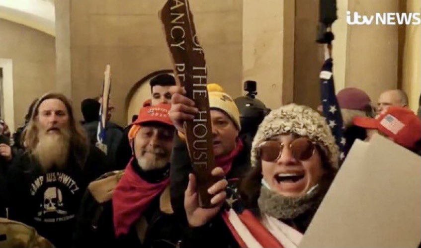 They’re apparently having a delightful time, ripping apart the Speaker of the House Sign and wearing their “Camp Auschwitz” hoodies. Meanwhile this us what they’re inflicting on others.  https://twitter.com/rollcall/status/1346967294694445057