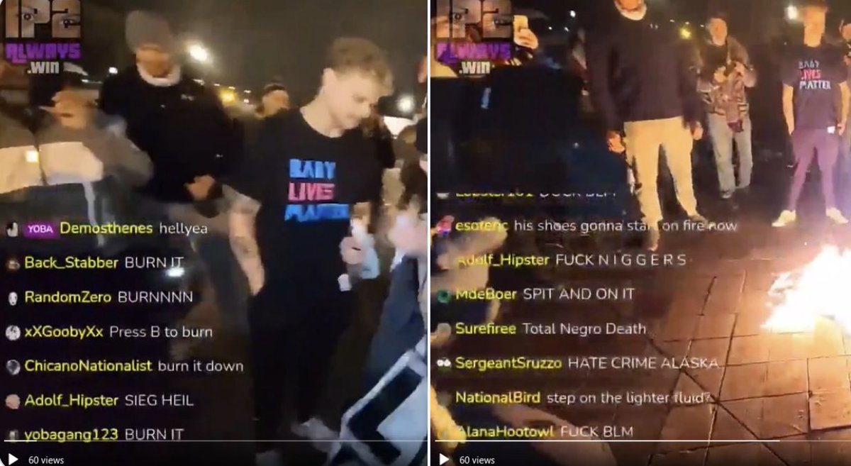 7) From their live stream from them last night."Sieg heil!" "Total negro death" https://twitter.com/IGD_News/status/1346737407085801472
