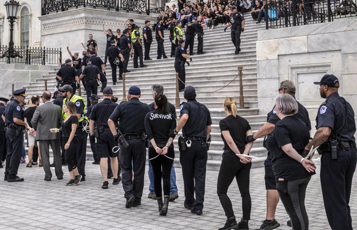 A few years ago  @CapitolPolice arrested more than 150 peaceful protesters, many of them sexual assault survivors, using their 1st amendment right to protest the Kavanaugh nomination. I haven't been able to find one report or photo of any marauders or looters arrested today.