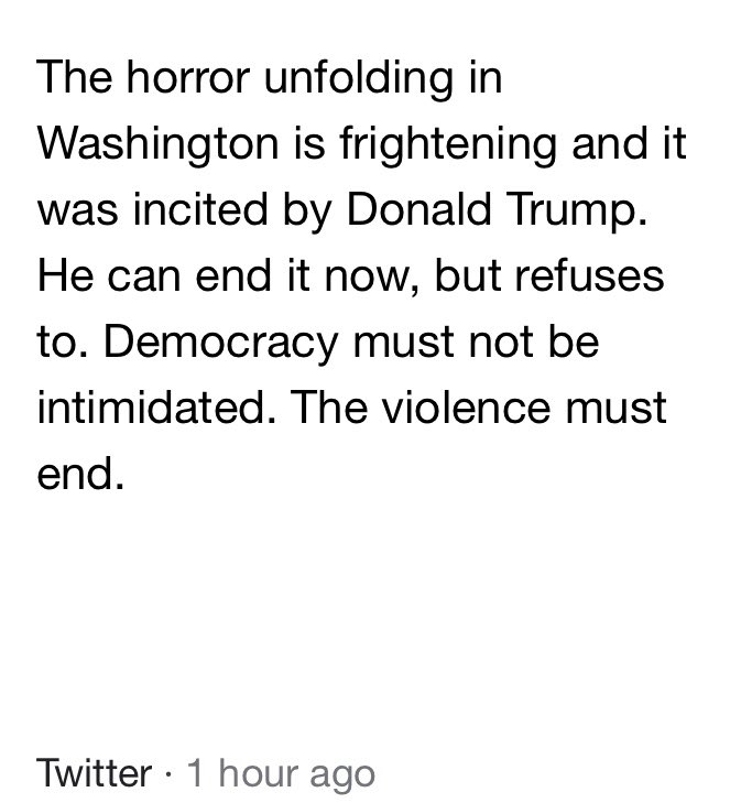 Canadian response to the unfortunate activities in Washington today.
Tweets from: François-Philippe Champagne (Minister of Foreign Affairs), Erin O’Toole (Leader of the Opposition) and Jagmeet Singh (NDP Leader).
My heart is with the decent majority of the great American people: