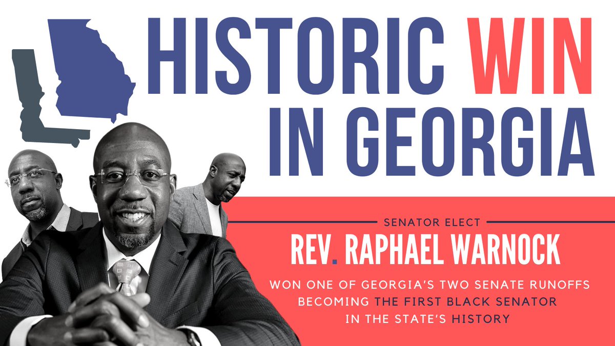  First thing’s first:Congratulations to Senator-Elects  @ReverendWarnock &  @ossoff!By flipping the Senate today and defeating Trump last November, the entire country is in awe by Georgia's leadership and tenacity.  #AllEyesOnGeorgia