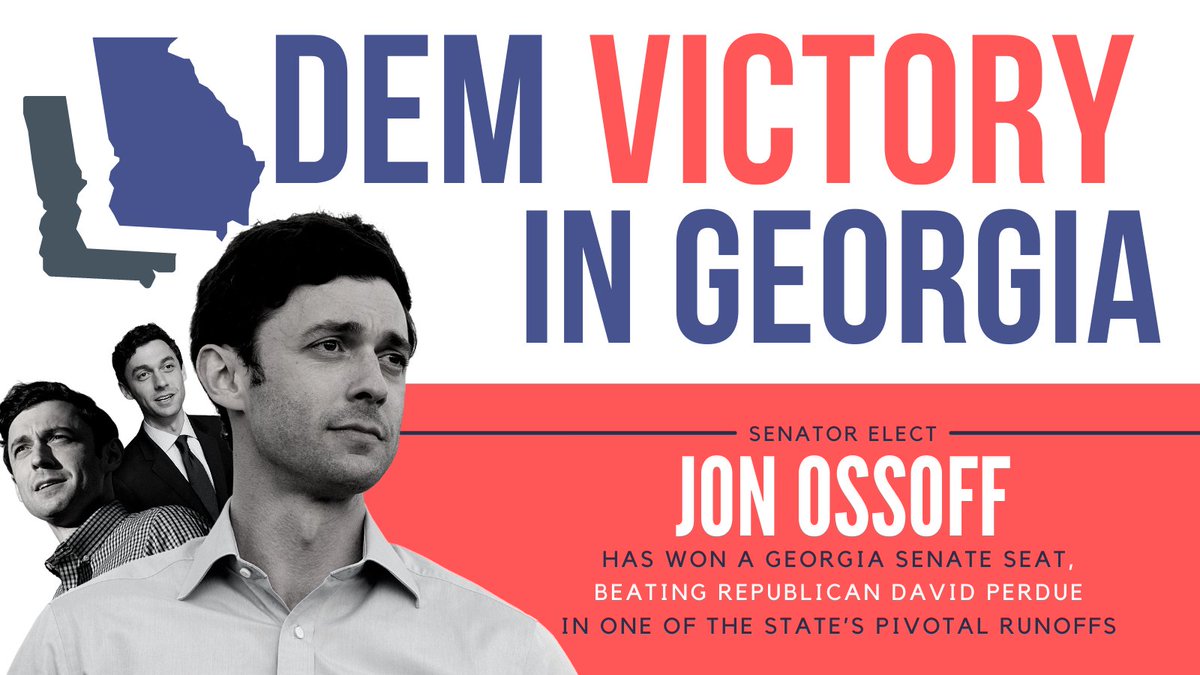  First thing’s first:Congratulations to Senator-Elects  @ReverendWarnock &  @ossoff!By flipping the Senate today and defeating Trump last November, the entire country is in awe by Georgia's leadership and tenacity.  #AllEyesOnGeorgia