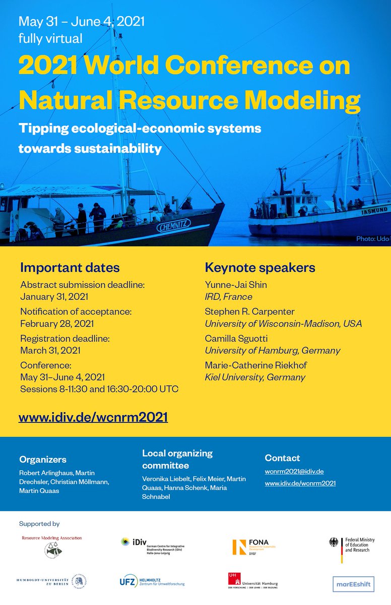 Robert Arlinghaus (moved to Blue Sky) (@rarlinghausfish) on Twitter photo Please retreat: We are co-organizing a virtual conference on tipping points in social-ecological and fisheries systems, with stellar key not speakers such as @FreshwaterSteve Deadline for abstracts January, 31. <a href="/EliFenichel/">Eli Fenichel</a> <a href="/ImfHamburg/">IMF Hamburg</a> idiv.de/de/wcnrm2021 Please retreat: We are co-organizing a virtual conference on tipping points in social-ecological and fisheries systems, with stellar key not speakers such as @FreshwaterSteve Deadline for abstracts January, 31. <a href="/EliFenichel/">Eli Fenichel</a> <a href="/ImfHamburg/">IMF Hamburg</a> idiv.de/de/wcnrm2021