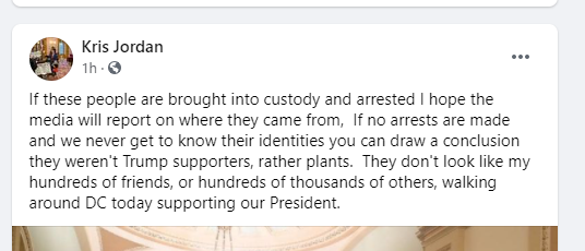 Tylerjoelb's tweet photo. GOP Ohio Rep. Kris Jordan, who last month said "you will have to shoot your way out" of socialism, now suggesting today's U.S. Capitol mob was made up of "plants" https://t.co/VMHSbWYLYX