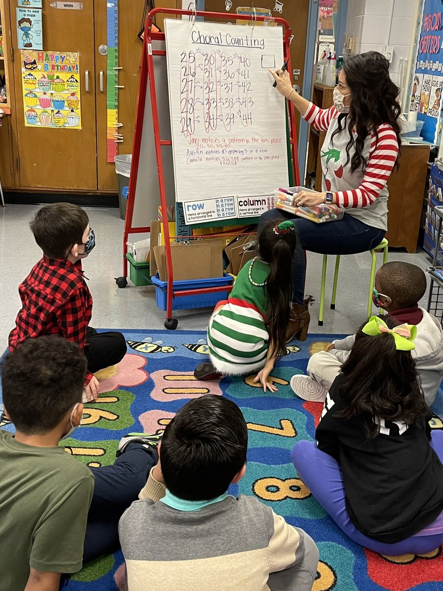 LaurenPalos's tweet photo. 📢 Did you hear the news? @StuchberyES is on Twitter now -and- with a challenge for our campus! 🎉 Here is my classroom plus a few visitors #choralcounting on chart paper. We display our counts (large or small) around the room! #StuchberyES #pisdmathchat https://t.co/tH9devwEBp