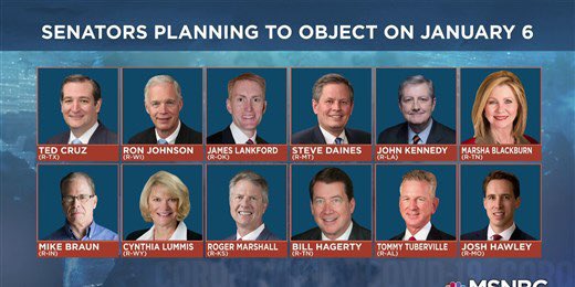 Nataliecweaver's tweet photo. We won’t forget the Senators who were(are?) planning to speak today in support of Trump's conspiracy theory that the election was stolen from him, which incited today's disgusting events. 👀@tedcruz @HawleyMO @MarshaBlackburn @RonJohnsonWI @SenatorLankford @BillHagertyTN &amp; more https://t.co/pdzZ9fr7zq