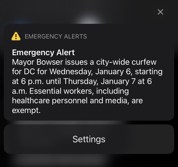 Every phone out here just started buzzing and chirping with this alert from the  #DC mayor: