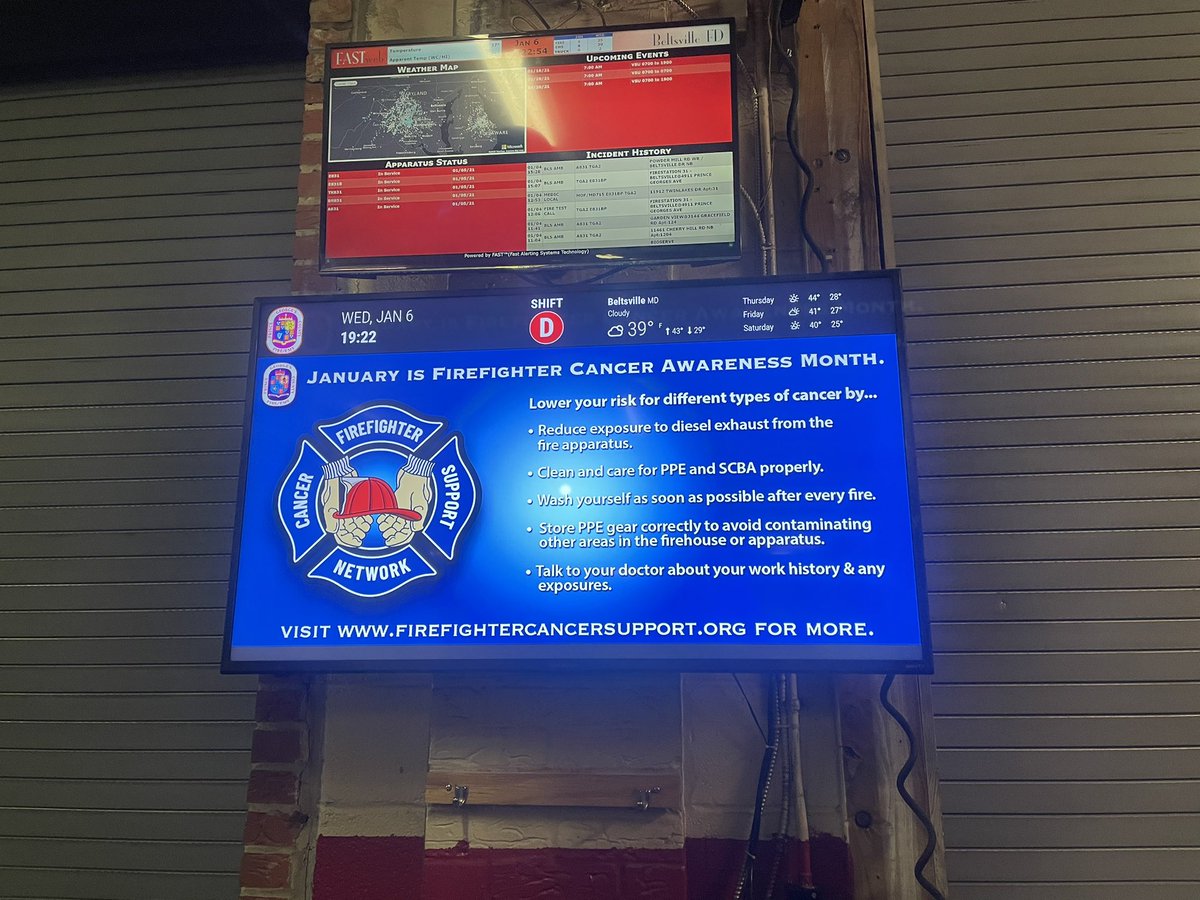 FCSN_MD's tweet photo. Thank you @PGVolFRA @PGFDNews for posting this in the stations! Way to get this important information out. January is Cancer Awareness Month. #FFCancerMonth
#FightFFCancer https://t.co/ANG9vNCXZG