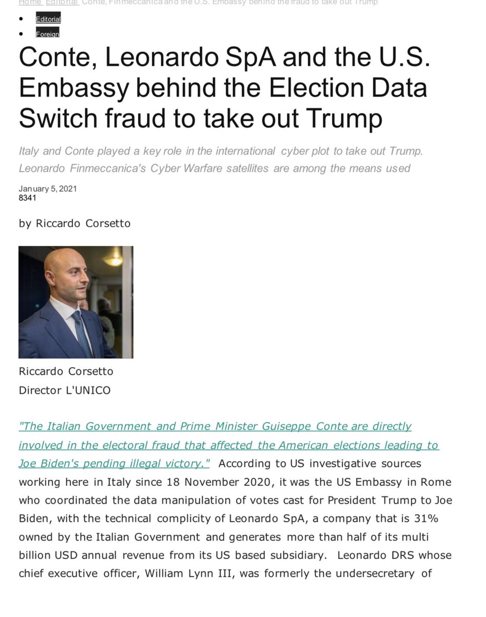 Story still developing...'s tweet - "BREAKING: Conte Leonardo SpA and the  U.S. Embassy behind the election Data switch fraud to take out Trump " -  Trendsmap