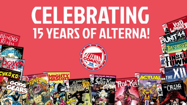 alternacomics's tweet photo. Today is our 15th anniversary!
All of us at Alterna would like to thank every creator and reader that made these fifteen years possible!
We invite you to celebrate #15YearsofAlterna with us by using coupon code 15YEARS to save 15% on your order at https://t.co/bNjNudkabG π https://t.co/rPmXjkq8kZ