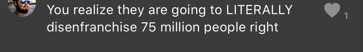 Sys the person who wants to disenfranchise 81 million people