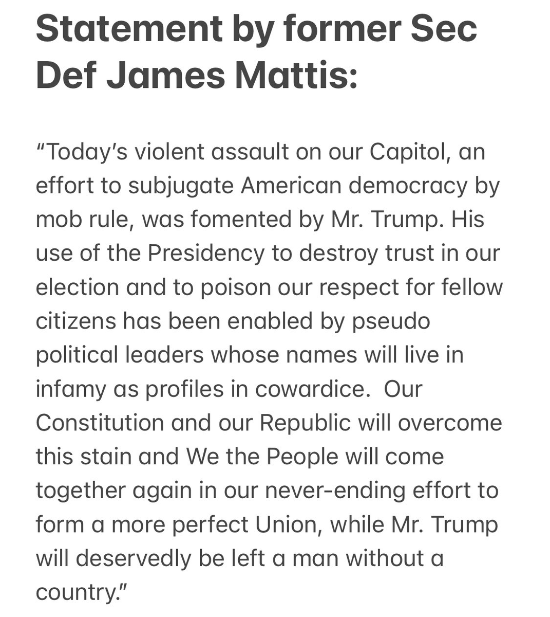 Trump's former Defense Secretary General James Mattis: