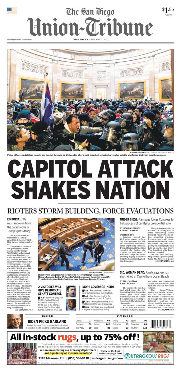 These are the newspapers’ front pages following the insurrection at the U.S. Capitol on Jan. 6, 2021. Please send me the ones that I’m missing. I’ll add more as they become available.16/