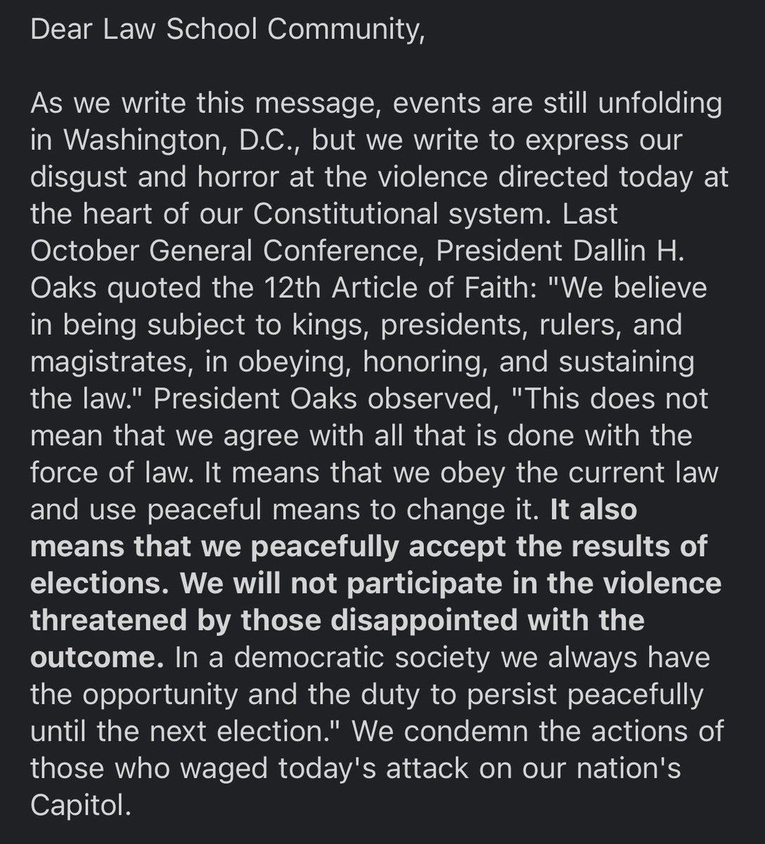 From Dean of the BYU law school.  Could not agree with this more.  God Bless America as much now as ever.