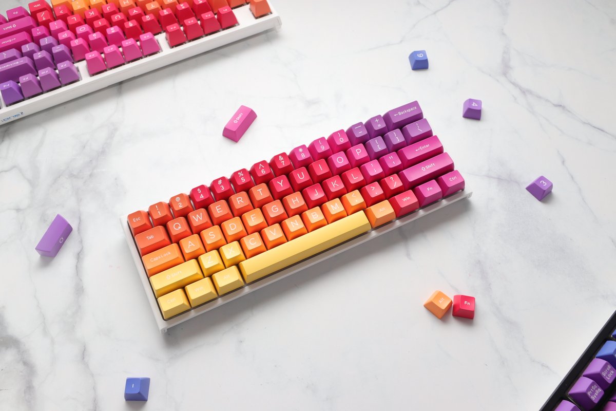 duckyglobal's tweet photo. Inject some sweeeet colors into your setup ๐โ๏ธ
First look at our Afterglow SA profile keycap set. Made with reliable ABS doubleshotting technology, to ensure legend durability.
Afterglow takes your setup to another level of visual joyment.
#Afterglow
#SAprofile
#Duckykeycap https://t.co/NBOxVED8KI