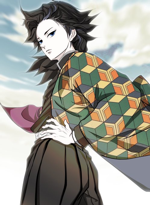 えーちゃんさんがTwitterに投稿した冨岡義勇(鬼滅の刃)のイラスト。