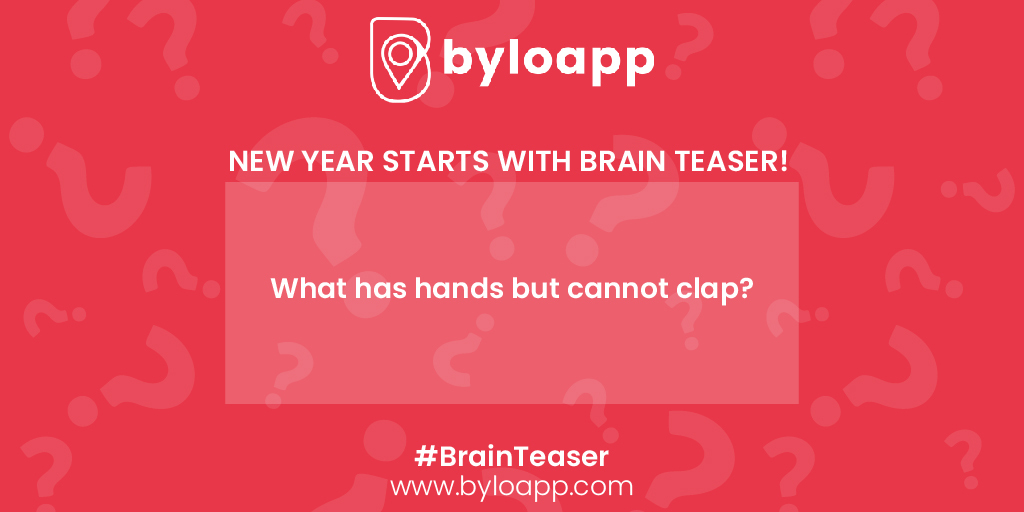 byloappindia's tweet photo. Hands but can't clap?
Feet but can't walk?
Answer away!
.
Comment the correct answer below & tag your friends 🤗
.
.
#quiztime #quiz #brainteaser #questiontime #newyearquestion #quizcontest #questionschallenge #byloapp #buylocal #teambylo #byloapp_indore https://t.co/sAVV3OAkXn