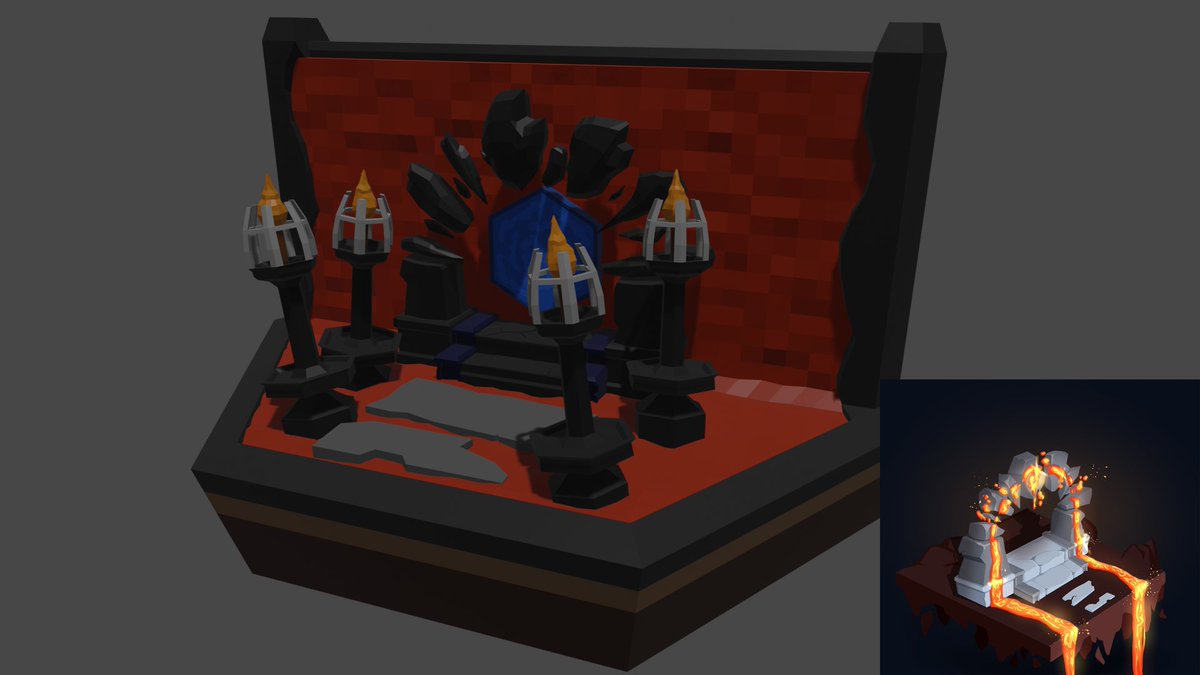 ThePollywhopper's tweet photo. Finished my project today. Super fun making all these environments. @KaitlinH4 has been doing some projects of her own and recently made some concepts for some portals. We decided it'd be pretty cool if I was to use them as reference and make an environment using them. #lowpoly https://t.co/1pLflUuCAj