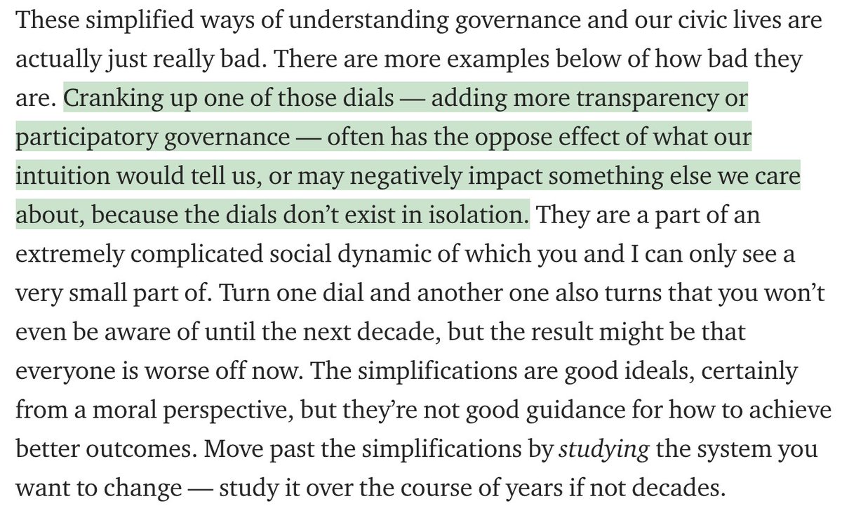 In the utopian days of the Internet, it was assumed that connecting folks could only lead to positive political change. The goal was greater "participation" and "civic engagement."  @JoshData was one of the first I saw who articulated the problem here https://medium.com/civic-tech-thoughts-from-joshdata/so-you-want-to-reform-democracy-7f3b1ef105972/