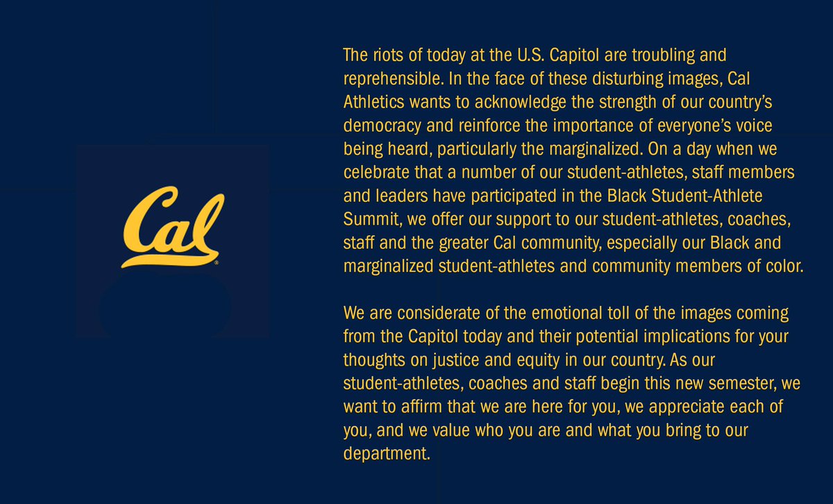 Statement from Cal Athletics: