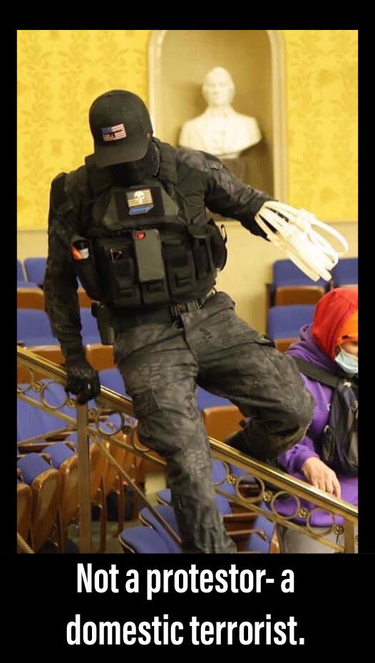 WayOfTheSword's tweet photo. @LakeSkol @AOC Protestors carry signs and have sit-ins. Terrorists show up with guns and restraints to take hostages. How dense do you have to be not to get that? https://t.co/JqqCrBBQPC