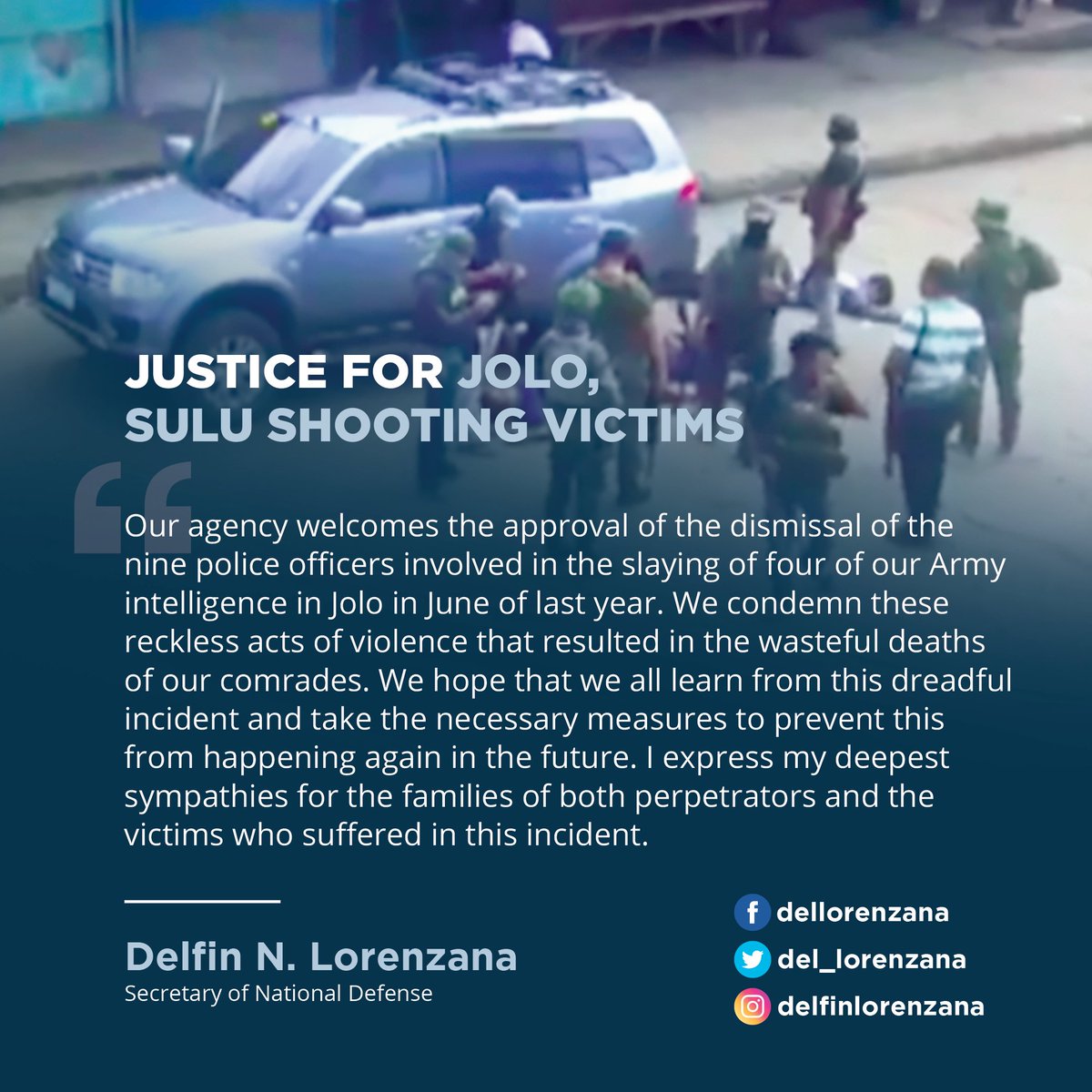 del_lorenzana's tweet photo. We hope that both parties learn from this incident and that the resolution of the case brings some consolation to the affected families.

#DefenSecDel
#OneDefenseTeamPh https://t.co/VcC030Cc8Y