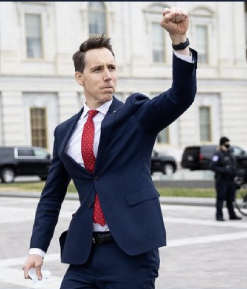 Not sure what’s most offensive; A member of the former US Senate majority inciting a violent mob, the appropriation of ✊🏼, the waaay too skinny suit, or being given the time on the floor to say “irregardless” while defending #DomesticTerrorism      #ResignHawley #CoupAttempt