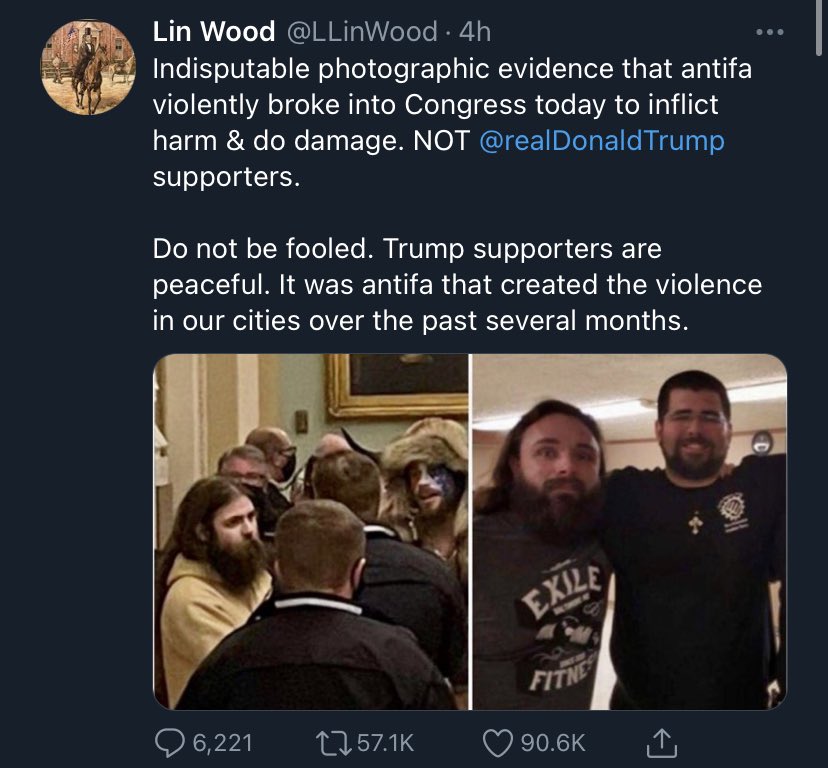 stephen fowler on Twitter: "Deranged attorney Lin Wood is falsely claiming  antifa stormed the Capitol today. The last post from an account purportedly  belonging to the woman killed in a shooting there