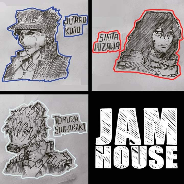 jamhouse17's tweet photo. Aquí les dejo los dibujos de la 2da ronda de #dibujosrapidos, espero que les guste y gracias por participar en está #dinamica, próximamente habrá otra ronda de dibujos rápidos!!
#jojosbizarreadventure #MHA #onepiece #codegeass #bleach #onepunchman #saikikusuonopsinan #jamhouse17 https://t.co/POG06sjhmx