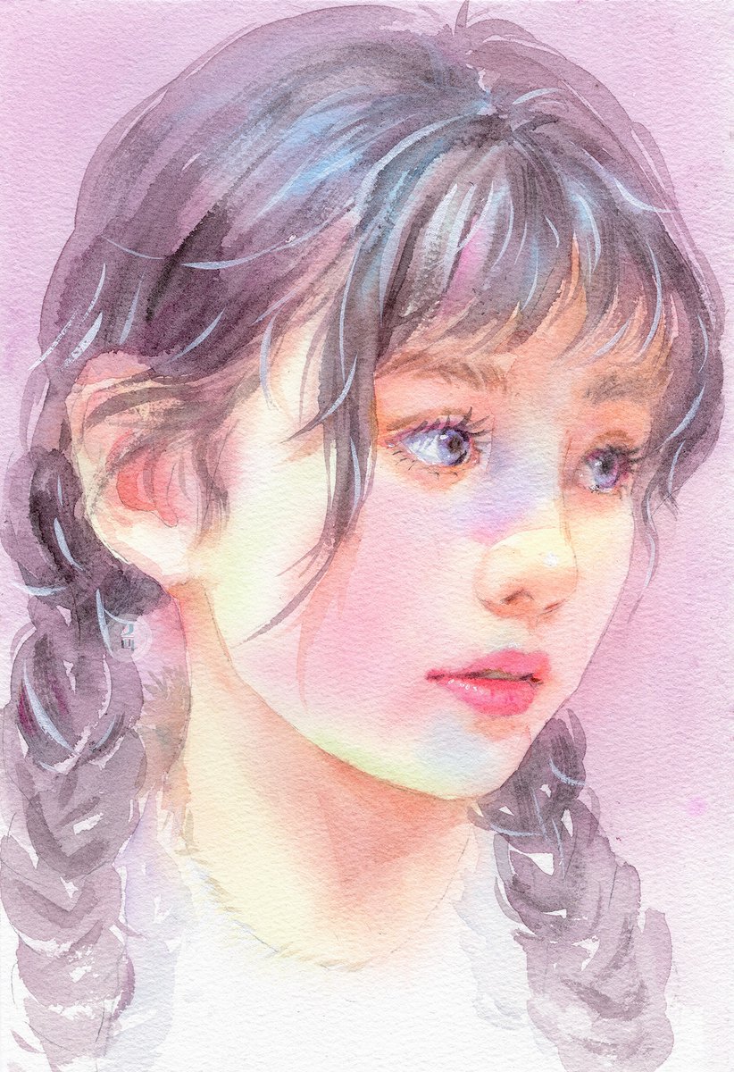 水彩人物-马尾辫少女#水彩#人物#绘画#Watercolor #Scenery #painting