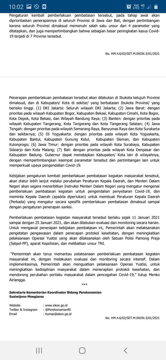 Surat edaran, dari Kementrian Koordinator Bidang Perekonomian RI. 
Seluruh Wilayah Daerah Istimewa Yogyakarta ( Kota, Sleman, Bantul, Kulonprogo, Gunungkidul) diberlakukan PSBB. 

Bersamaan dengan aktivitas Gunung Merapi yang kian meningkat. 

Sehat, slamet kanggo dulur2 semua 🙏