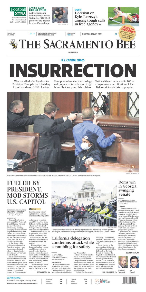 These are the newspapers’ front pages following the insurrection at the U.S. Capitol on Jan. 6, 2021. Please send me the ones that I’m missing. I’ll add more as they become available.4/