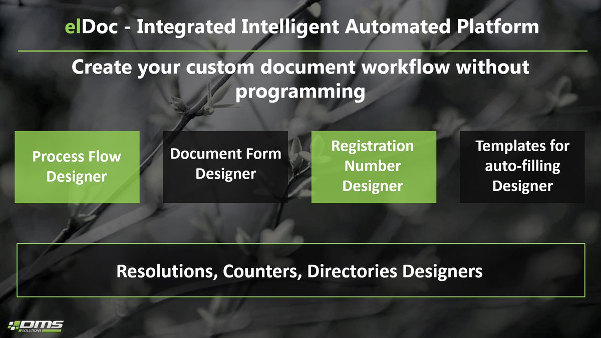 DMS_Solutions's tweet photo. Create your custom document workflow without programming! #elDoc is Intelligent Integrated Automated Platform powered with #CV, #AI, #IntelligentOCR, #BPM, #Analytics proved through set of large-scale deployments as robust solution delivering true #automation values. #IA #OCR #HK https://t.co/GnG5Irmsfn
