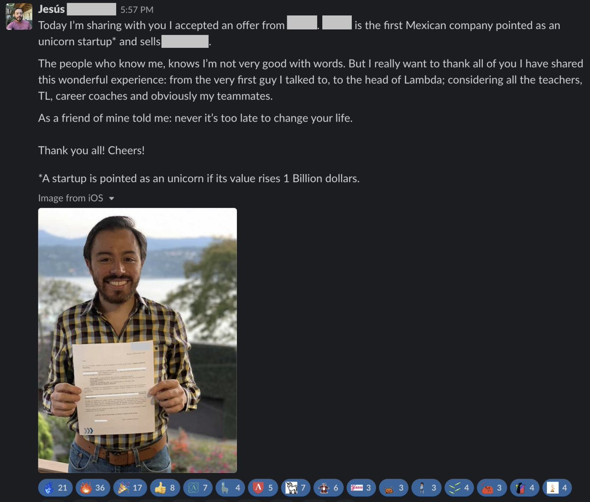 Austen's tweet image. Congratulations Jen!
Congratulations Jesús!
And congratulations to the 10 other Lambda School grads who were hired today!
