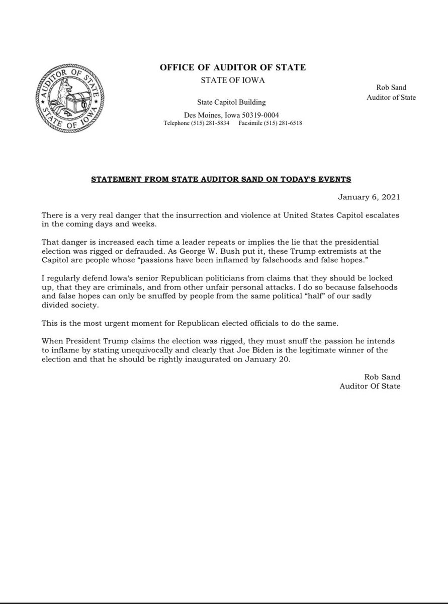My statement on today’s events: