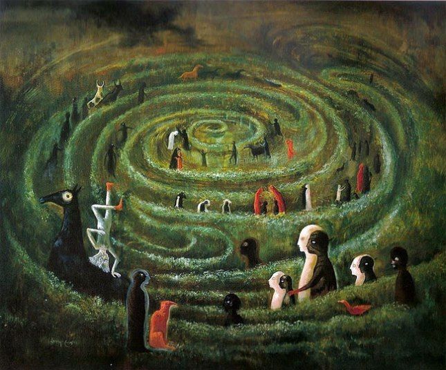 Labyrinth, 1991 by Leonora Carrington, UK-born Mexican artist, surrealist painter, and novelist. #womensart