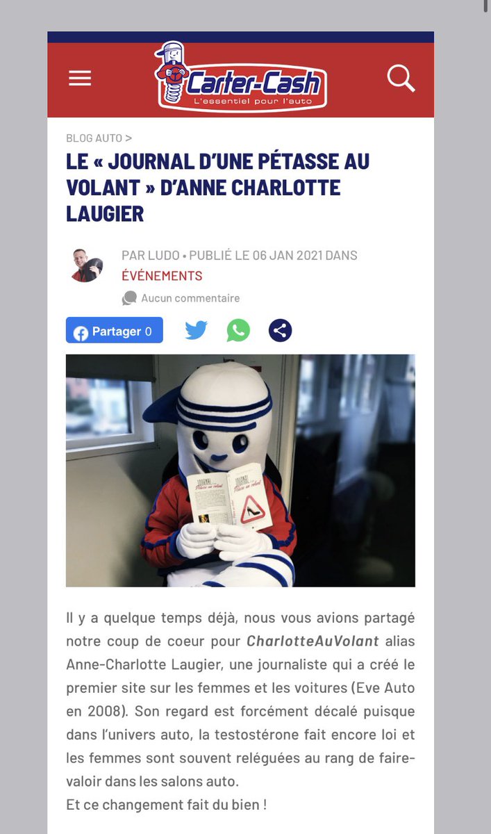 charlottevolant's tweet image. J’ai eu le plaisir d’être interviewée par @CarterCashAuto au sujet de mon roman « Journal d’une Petasse au volant » (Ramsay). 🚗 Tout sur mon héroïne dans son époque, qui s’assume, assume ses choix, sa vie, ses mecs. Et qui se bat. Par ici —&amp;gt;
👉 carter-cash.com/blog/le-journa…