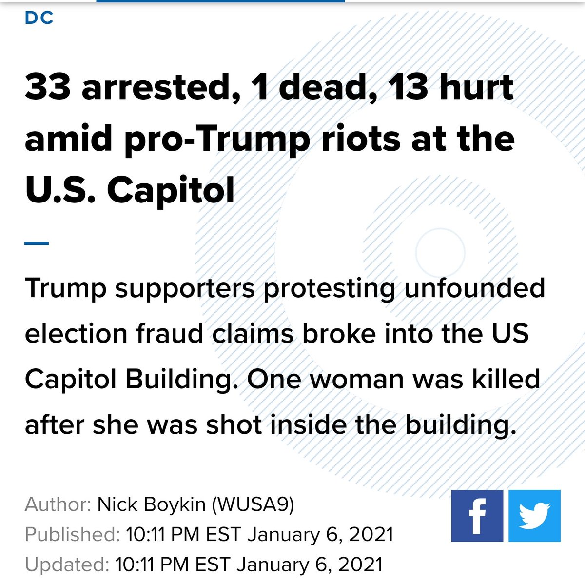 And yet...THOUSANDS of mostly white people attempted a violent overthrow of the government in broad daylight.... Only 33 arrested. THIS is how white supremacy will kill what's left of this country. When an armed coup results in fewer arrests than a  #BlackLivesMatter   March