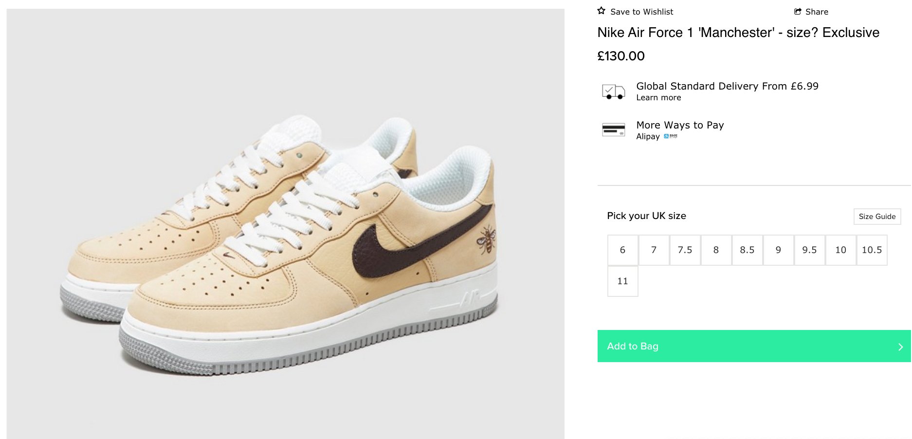 SOLELINKS on Twitter: "Ad: Size? x Nike Air Force 1 'Manchester Bee'  restocked =&gt; https://t.co/H2TgqGeHuk *UK sizes, US shipping available  *if getting access denied on mobile, turn on or off wifi  https://t.co/j1GwzazmAb" /