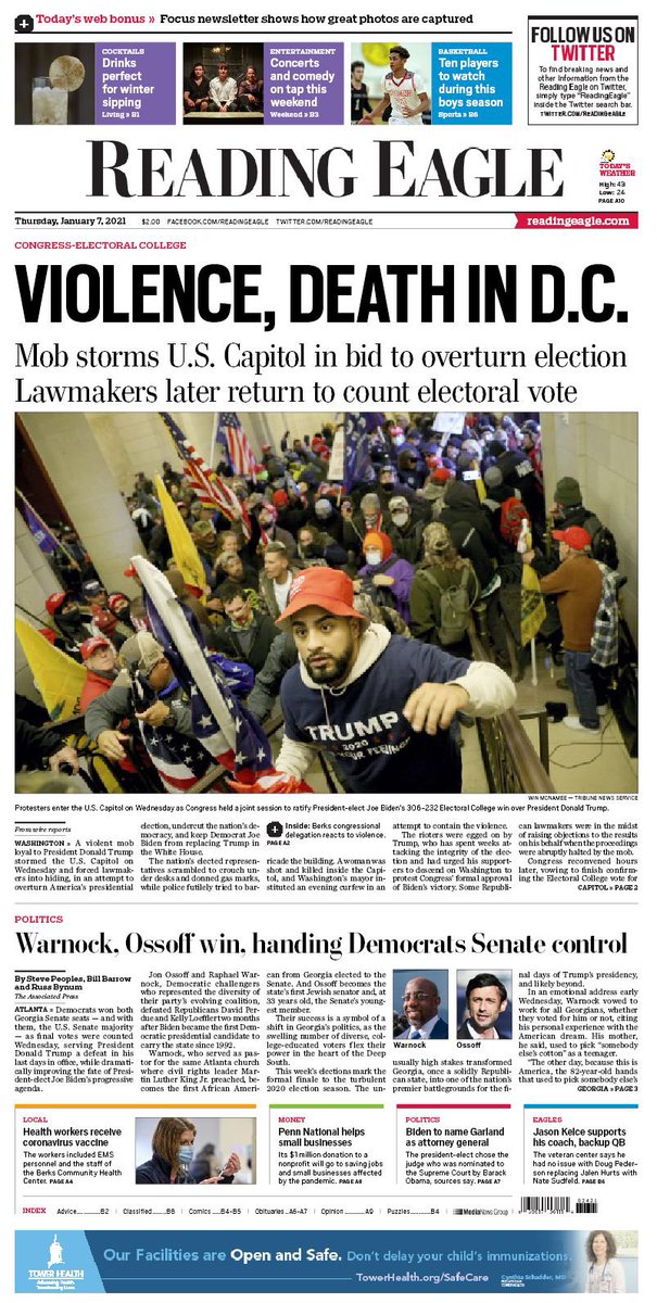 These are the newspapers’ front pages following the insurrection at the U.S. Capitol on Jan. 6, 2021. Please send me the ones that I’m missing. I’ll add more as they become available.7/